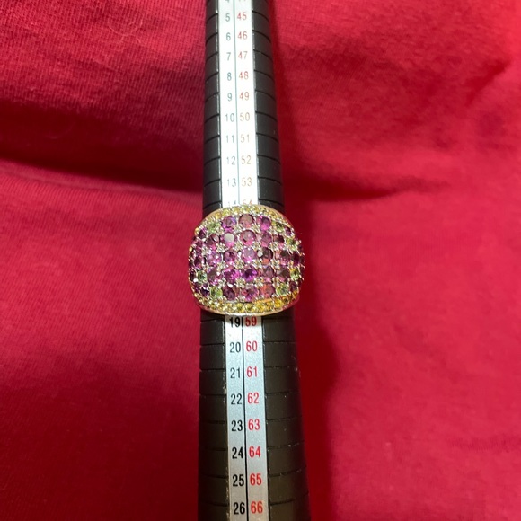 Rhodolite garnet sterling silver ring sz 8.5with tourmaline emerald and sapphire - Picture 9 of 10
